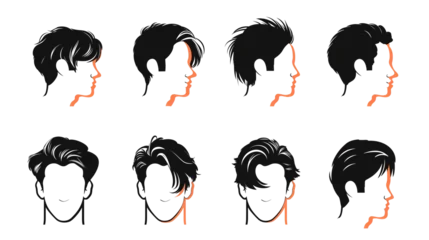 Rolgordijnen set of black and white haircuts © beben
