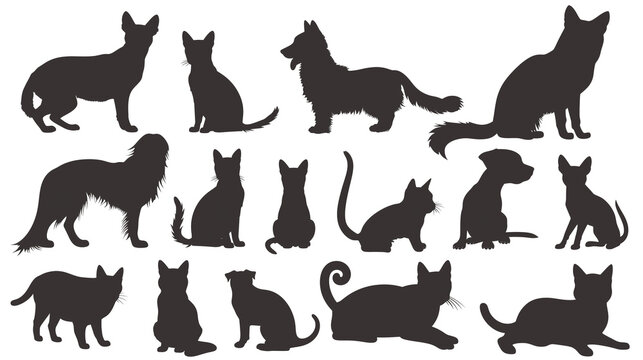 set of animals silhouettes isolated