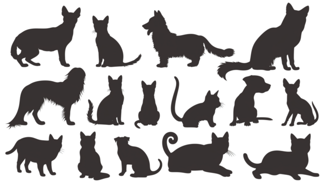 set of animals silhouettes isolated