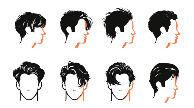 set of black and white haircuts