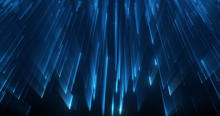 Angular blue lights converging, symbolizing focused energy or data processing. - 768073194
