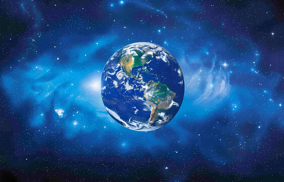 The Earth in space with blue glow 