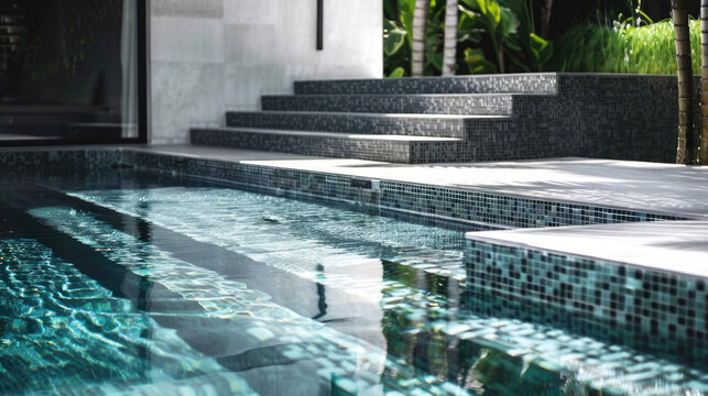 Tiles for facing the pool. Ceramic tiles. Texture for facing walls of the pool