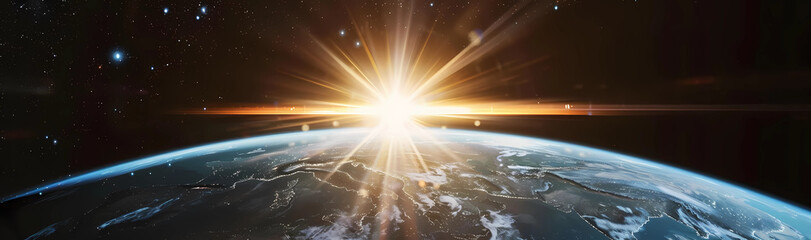 the sun rising over the earth