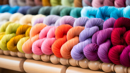 Assortment of Vibrant DK Yarn Stock Image: Explore the Colorful World of Knitting - obrazy, fototapety, plakaty