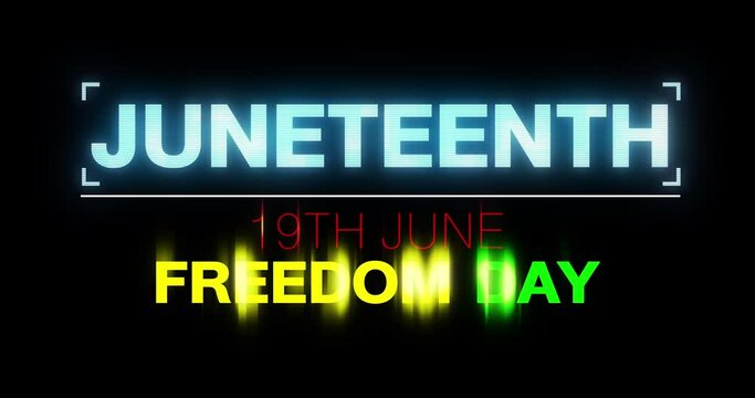Motion of Juneteenth Independence Day. Freedom or Emancipation day. Annual American holiday, celebrated in June 19. African-American history and heritage.