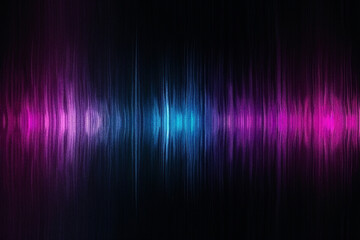abstract purple and blue soulnd like waves on black background with noise effect frequency - obrazy, fototapety, plakaty
