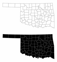 Oklahoma administrative maps - obrazy, fototapety, plakaty
