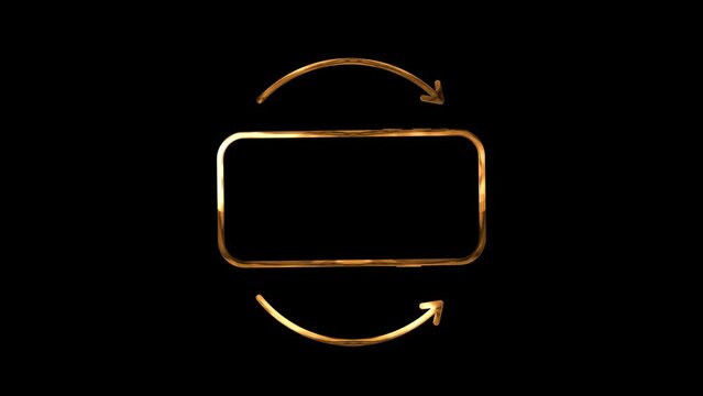 Rotate your phone animation with gold elements on a black background, for the start of your video