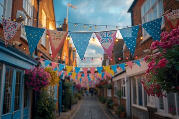 Remembering their sacrifice: The sight of patriotic bunting reminds us of the price paid for our freedom and our commitment to never forget their sacrifice. - obrazy, fototapety, plakaty