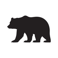 Vector walking bear silhouette isolated on white background