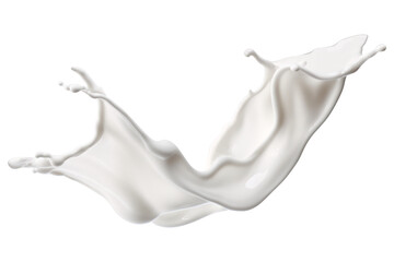 milk splash wave swirls isolated on a transparent background, diary milk splash, flying milk on the air cut out