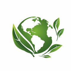 Green earth with leaf vector