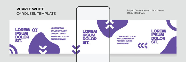 Purple Instagram carousel template. Social media carousel, Instagram carousel design template. Modern Gradient Background. EPS vector illustration.