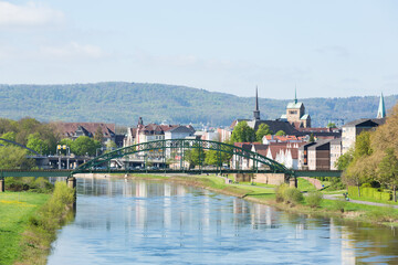 Fluss Weser in Minden als Panorama, NRW, Deutschland - 768076141