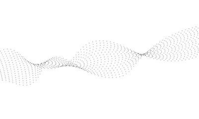 Halftone flowing wavy gradient dots shape isolated on transparent background. Digital future technology concept. Design for web design, music, cover, technology, science, data, banner, flayer, poster.