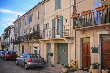 Fototapeta na wymiar Tenement houses in Sault town in Provence region, France