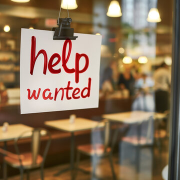 help wanted sign in a restaurant