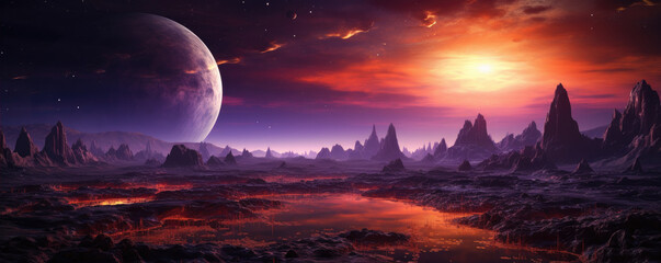 Amazing landscape of futuristic alien planet