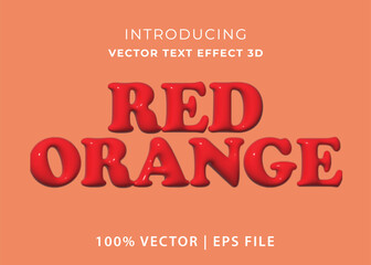 3D Inflated Red Orange Text Effect vector illustration