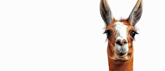 Fototapeta premium Close-up of a llama's head against a white background
