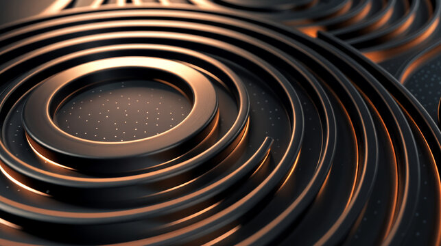 3d abstract metallic circles, generative ai