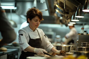 Elevated Leadership: Female Chef Orchestrating Culinary Excellence