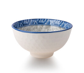 Stripe painted bowl .Benjarong , antique ceramic . Vintage Thai's style porcelain ceramic isolated on white background.