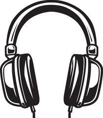 Vector headphones icon. Black symbol silhouette isolated