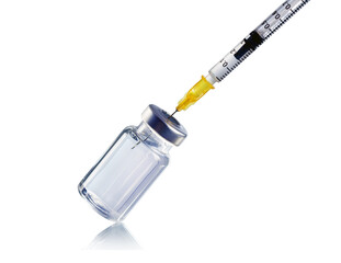 Medical vial for injection with a syringe 