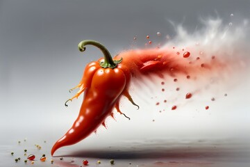 red hot pepper isolated on grey background - obrazy, fototapety, plakaty