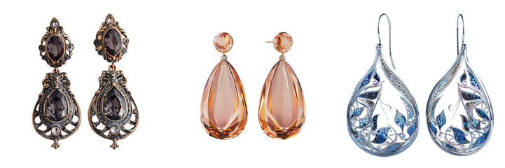 Set of Earrings on a transparent background