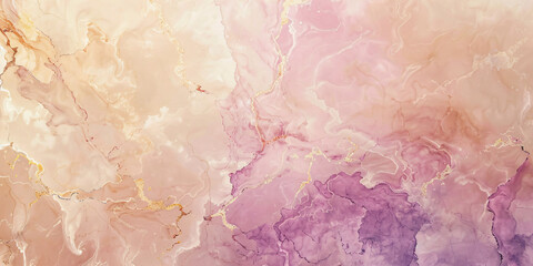 Widescreen banner with peach and violet colored marble texture with gold