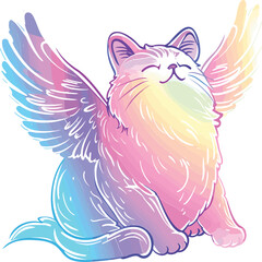 Adorable Wings Cat Character Cartoon Vector Illustration