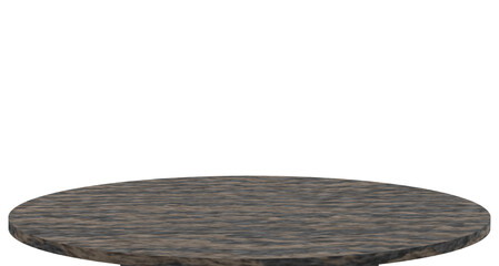 empty rounded  table top with isolated transparent background, blank countertop for product montage advertising