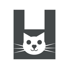 Cat Logo combine with letter H vector template