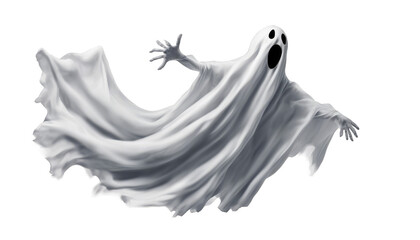 Halloween ghost flying  isolated on white background