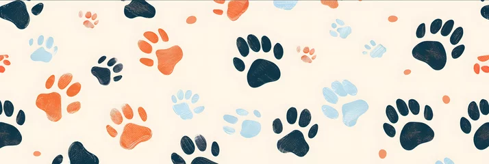 Fotobehang seamless pattern design of puppy paw prints © john