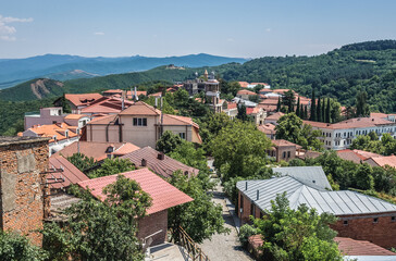 Fototapeta na wymiar Aerial view in Sighnaghi town in Kakheti region, Georgia