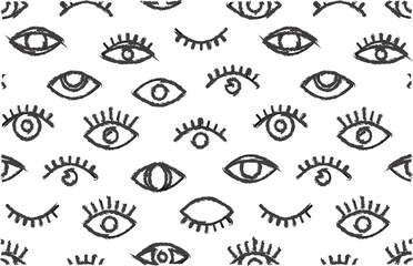 Collection of Eyes Brush drawn Seamless backdrop Vector Format