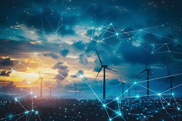 Exploring the Use of Blockchain in Renewable Energy Systems to Enhance Energy Distribution and Encourage Sustainable Practices via Multiagent Systems. Concept Blockchain in Renewable Energy - obrazy, fototapety, plakaty