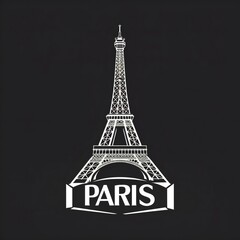 Paris logo. Paris word with Eiffel tower Illustration for print tee shirt, typography, background, template, poster