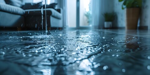 Protecting Your Apartment from Water Damage: The Importance of Property Insurance and Safety Precautions. Concept Home Insurance, Water Damage, Safety Precautions, Property Protection - obrazy, fototapety, plakaty