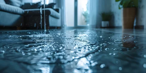Fotobehang Protecting Your Apartment from Water Damage: The Importance of Property Insurance and Safety Precautions. Concept Home Insurance, Water Damage, Safety Precautions, Property Protection © Ян Заболотний