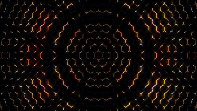 Abstract background moving stripes and flashing with shining light dots. Animation with circles	