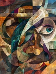 Captivating Cubist Composition with Surreal and Geometric Fragmented Shapes and Vibrant Colors