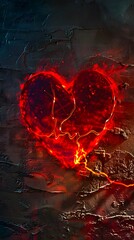 Fiery Heart Ablaze with Scorching Passion and Molten Energy