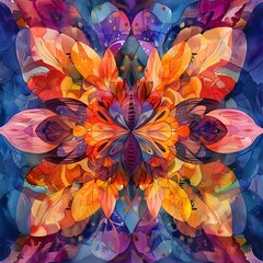 Mesmerizing Mandala of Vibrant Floral Kaleidoscope Pattern