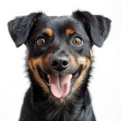 Rottweiler dog portrait, cute puppy looking at camera isolated on white, closeup