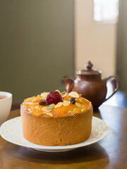 Firefly cocoa cake on table in a room
